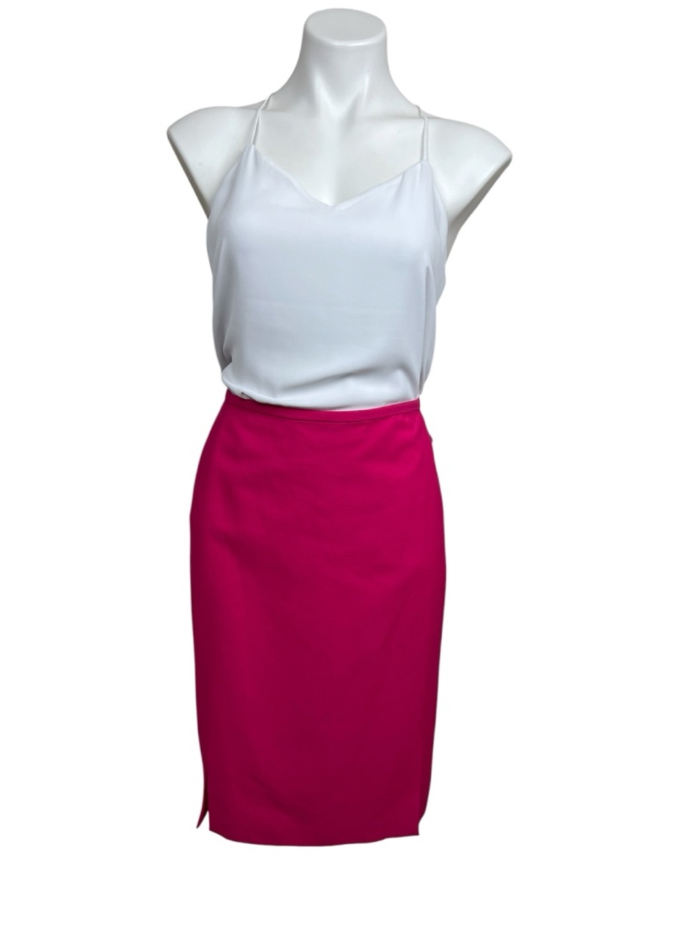 Oscar de la Renta Pink Pencil Skirt Slits Women’s 12 Cotton Viscose